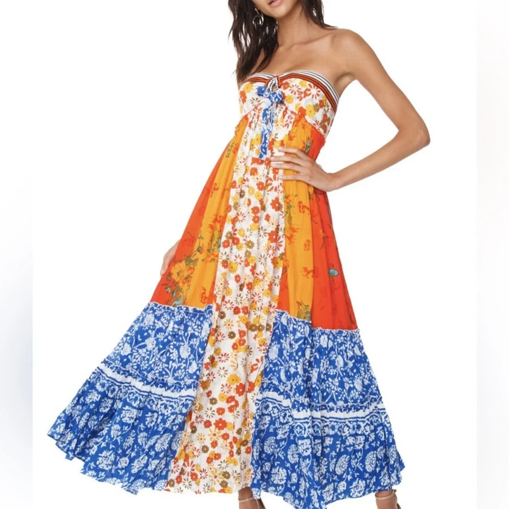 Free People Golden Dreams Strapless Maxi Dress Size Small - Picture 2 of 9